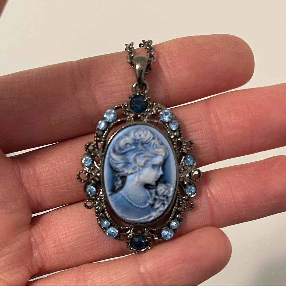 Vintage Jeweled Portrait Costume Necklace